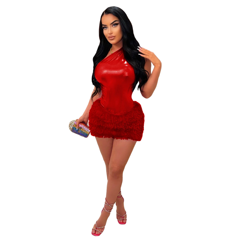 Work Dresses Summer Womens -selling Sleeveless One-shoulder Fashion Sexy Temperament Tight-fitting Dinner Skirt Suit