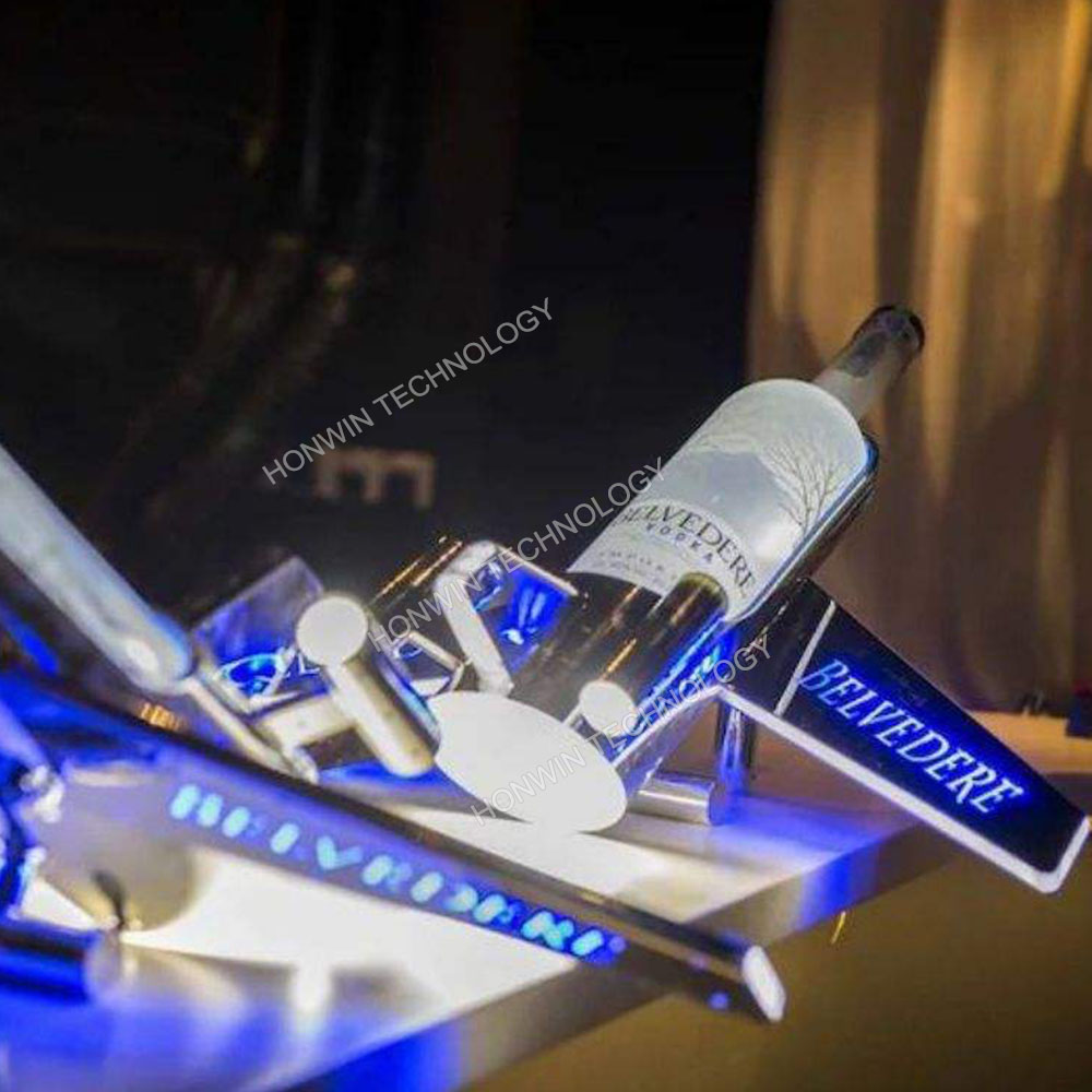 LED Vodka Bottle Presenter VIP Service Tray Glowing Neon Letter B Sign Glorifier for Nightclub Bar Party