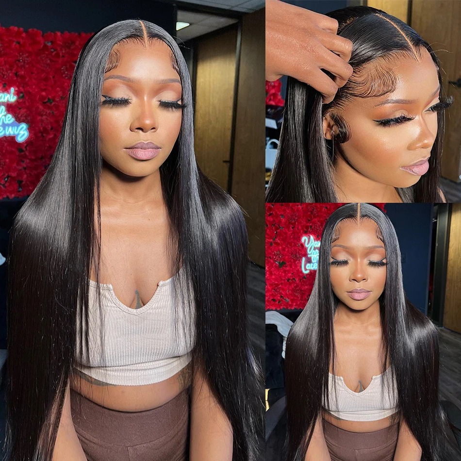 13x6 Hd Lace Front Wigs 30 40Inch Bone Straight Human Hair Brazilian 5x5 Closure Glueless Wig for Women