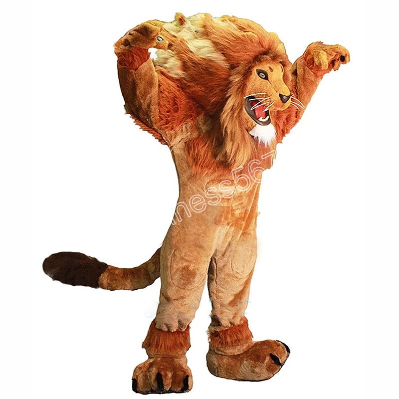 2024 New Adult Long Fur Lion Mascot Costumes high quality Cartoon Character Outfit Suit Carnival Adults Size Halloween Christmas Party Carnival Party