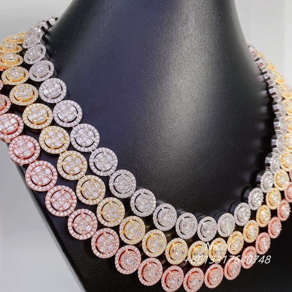 necklace moissanite chain Pass Diamond Tester Vvs Moissanite Hip Hop Necklace Double Insurance Clasp Iced Out 13mm Mens Miami Cuban Link Chain
