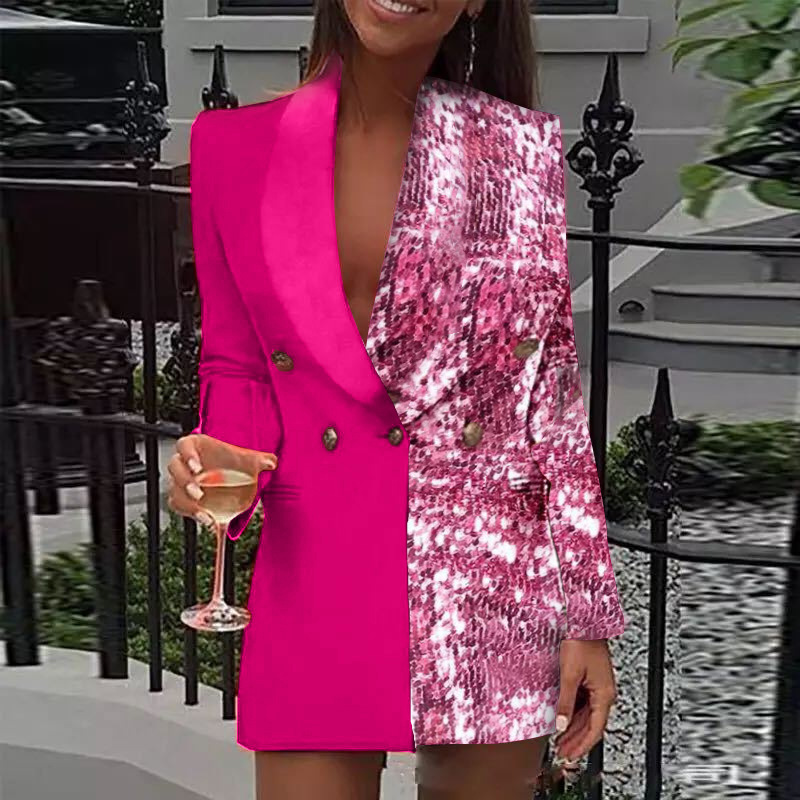 Womens Ing Printed Long Sleeve Suit Casual Blazer Black Double Breasted Blazers Ladies Jackets Clothing Streetwear