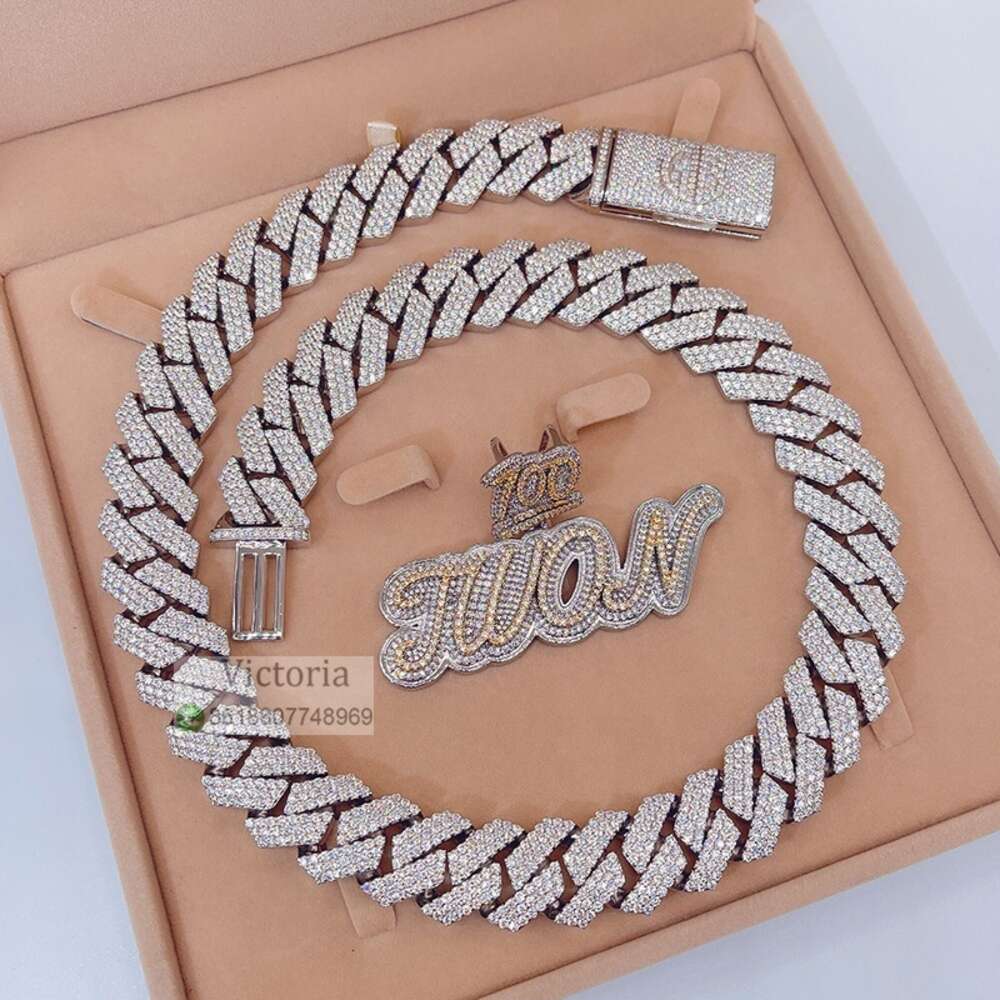 Stylish Custom Name Necklace Iced Out Vvs Moissanite Miami Cuban Chain Hip Hop Necklace