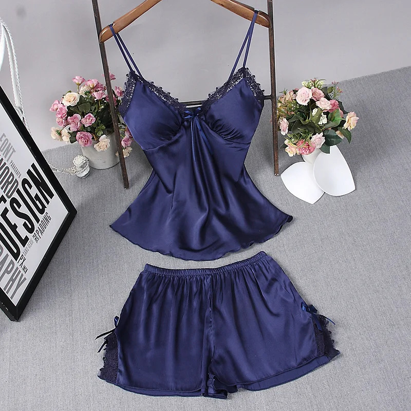 Sexy Summer Womens 2PC Robe Bath Gown Strap Top Pants Pajamas Sets Sleepwear Lady Home Wear Nightgown Suit Sleepshirts M-XXL 240311