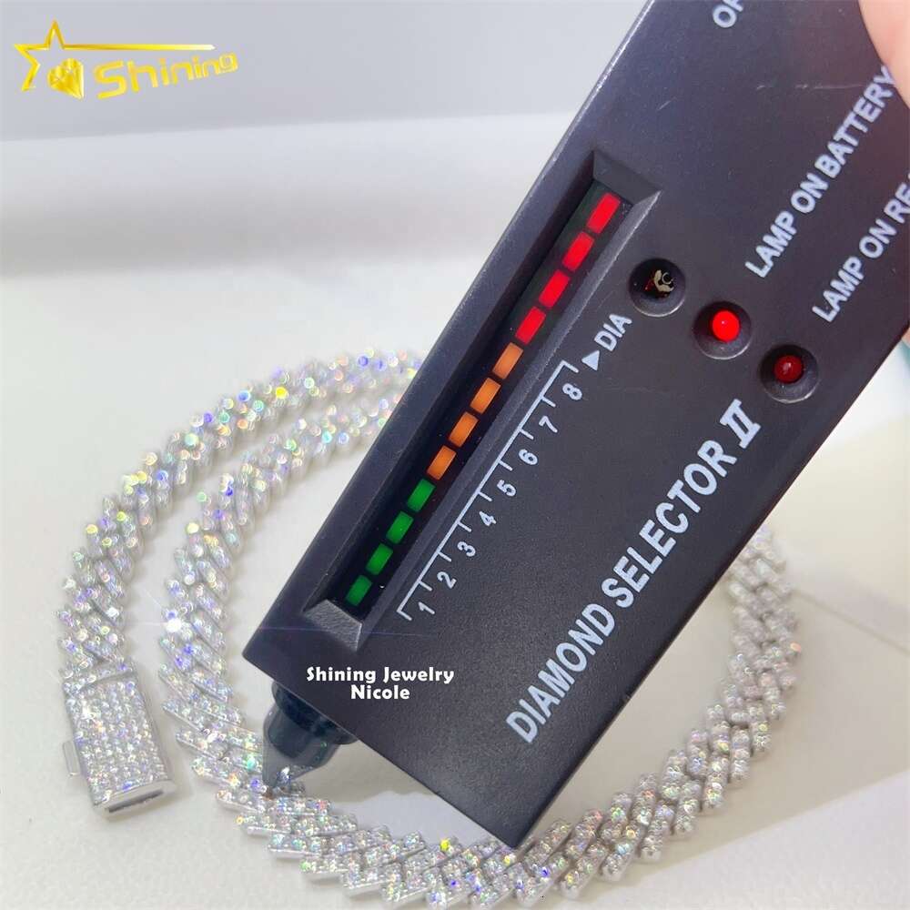 Fine Jewelry Necklace Hip Hop Diamond Chain Iced Out 925 Silver 10mm Moissanite Cuban Link
