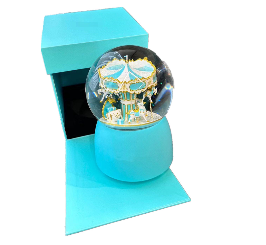 Music Carousel Dreamy Crystal Ball Classic Letter Light Blue Christmas New Year Children's Valentine's Day Gift Box BC1