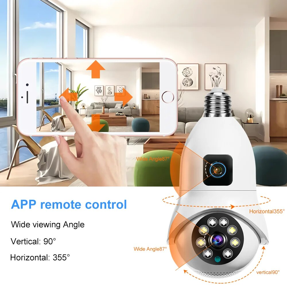 1080P Camara WIFI Camera Light E27 V380 Pro Smart Light Bulb with Camera Wireless 360 PTZ Bulb Camera Dual Lens