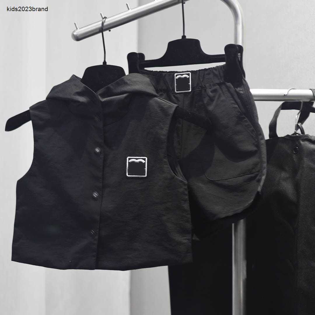 New kids tracksuits Summer baby two-piece set Size 100-160 CM Embroidered logo Sleeveless hooded vest and shorts 24Mar