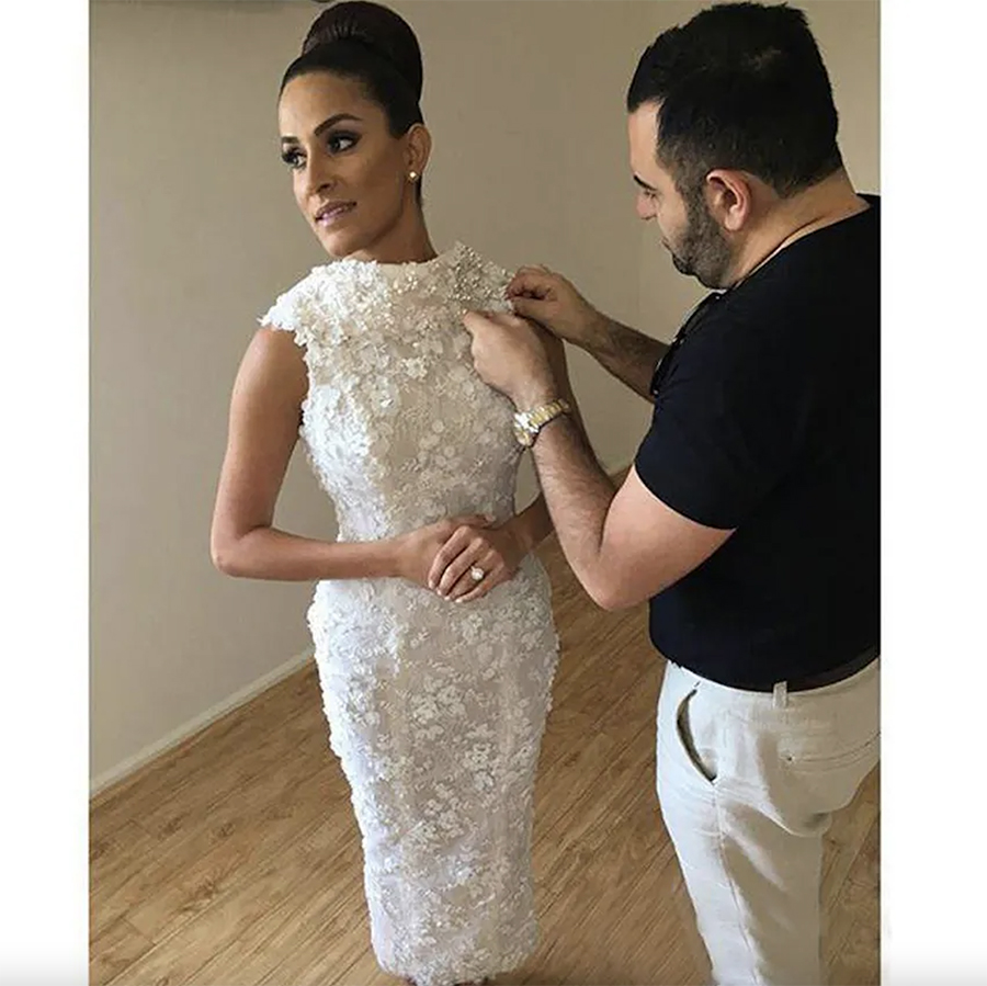 Amazing Full Lace Appliques Sheath Wedding Dresses With Detachable Long Train Open Back Sleeveless Bridal Gowns Saudi Arabia Wedding Vestido