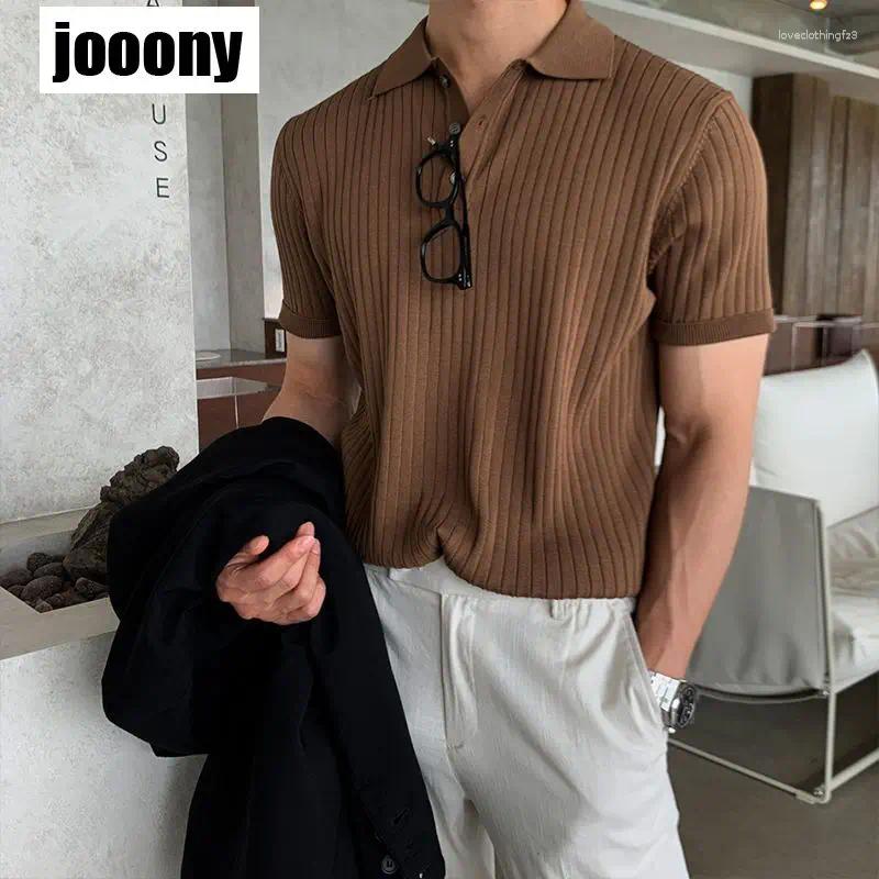 Breathable Mens Solid Color Knitted Polo Shirt Comfortable Short Sleeve T-Shirt For Casual Retro Style Fashion