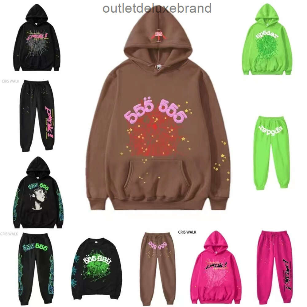 designer spiders sp5ders hoodie sp5der young thug 555555 trapstar men women high quality foam graphic print spider web pink sweatshirts y2k pullovers s-2xl