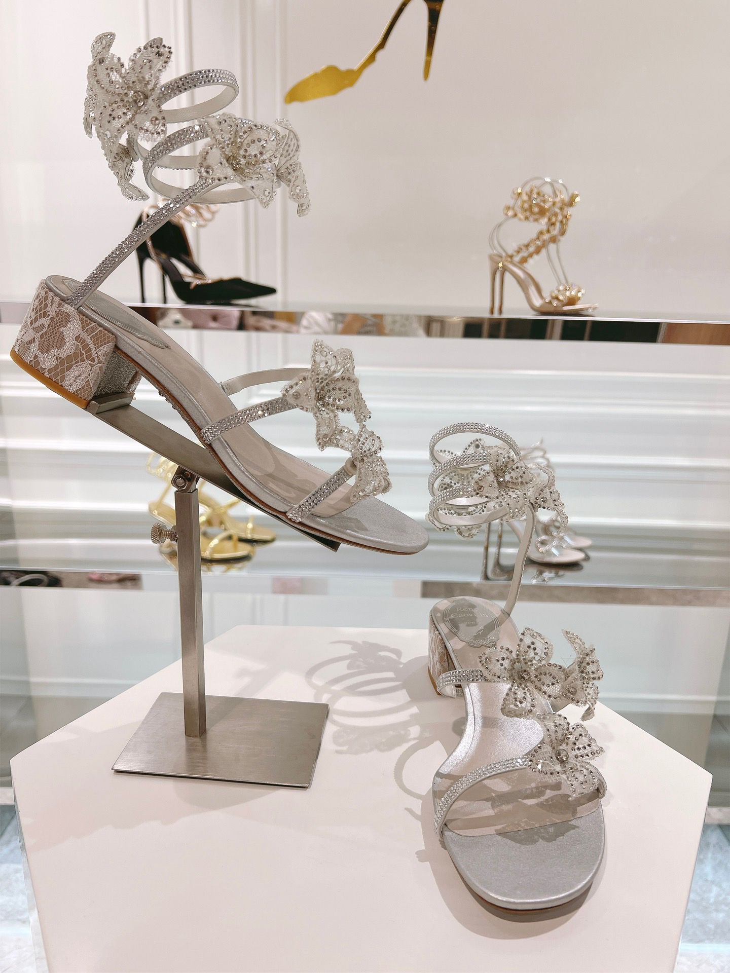 Elegant Floriane Sandals Shoes Satin Flowers Snake Spiral Wraps Strappy Chunky Heels Lady Party Wedding Lady Gladiator Sandalias EU35-43