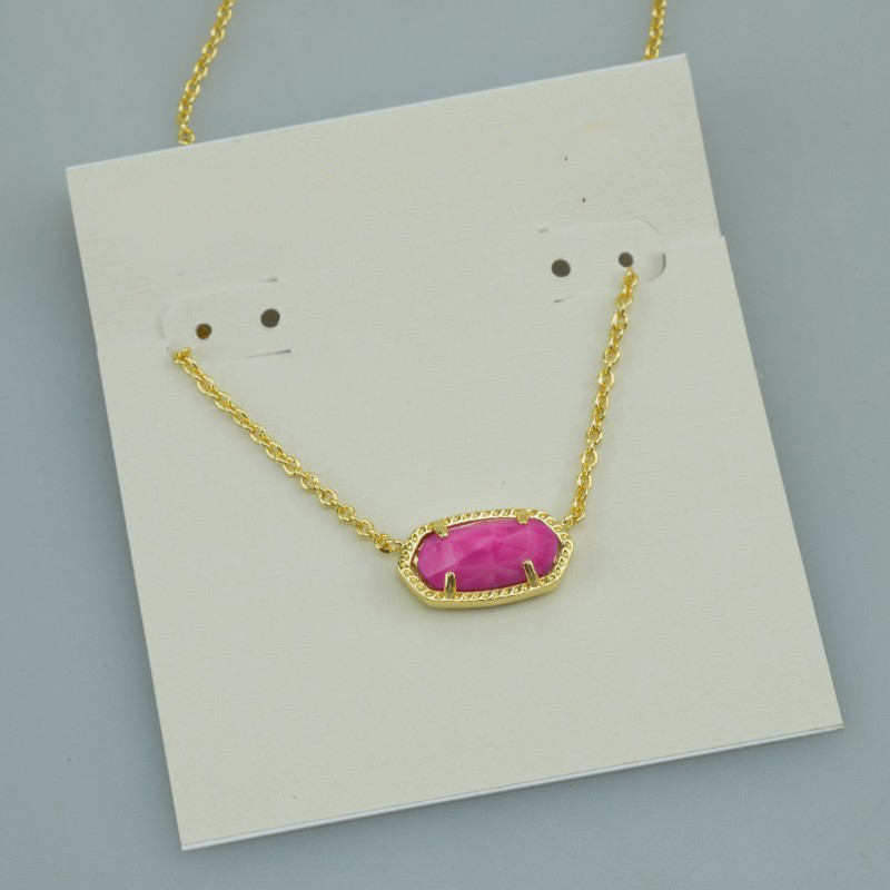 With free dust bag Pink Color turquoise Pendant Necklaces Necklace Real 18K Gold Plated Dangles Glitter Jewelries Letter Gift Fashion