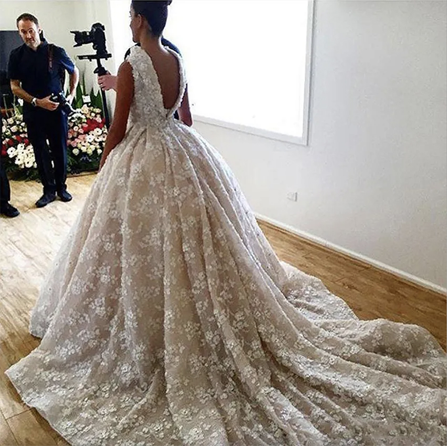 Amazing Full Lace Appliques Sheath Wedding Dresses With Detachable Long Train Open Back Sleeveless Bridal Gowns Saudi Arabia Wedding Vestido