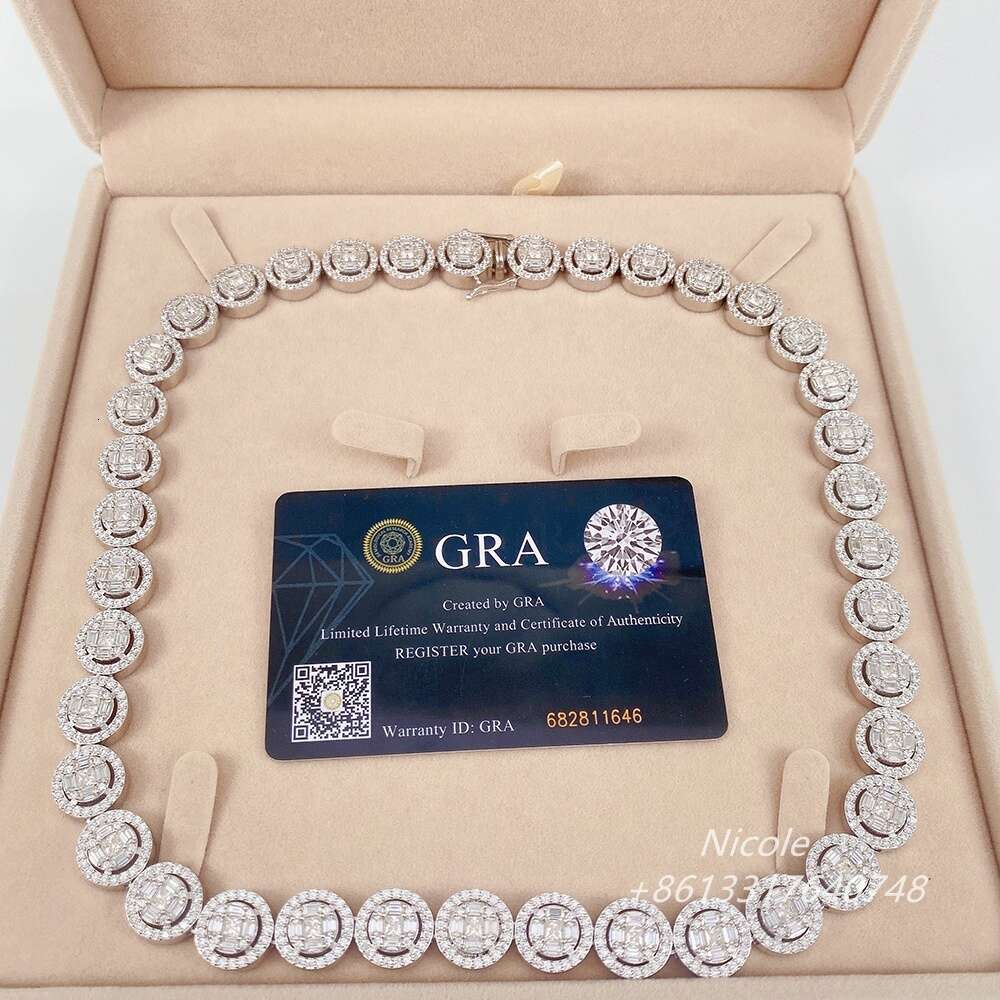 necklace moissanite chain Pass Diamond Tester Vvs Moissanite Hip Hop Necklace Double Insurance Clasp Iced Out 13mm Mens Miami Cuban Link Chain