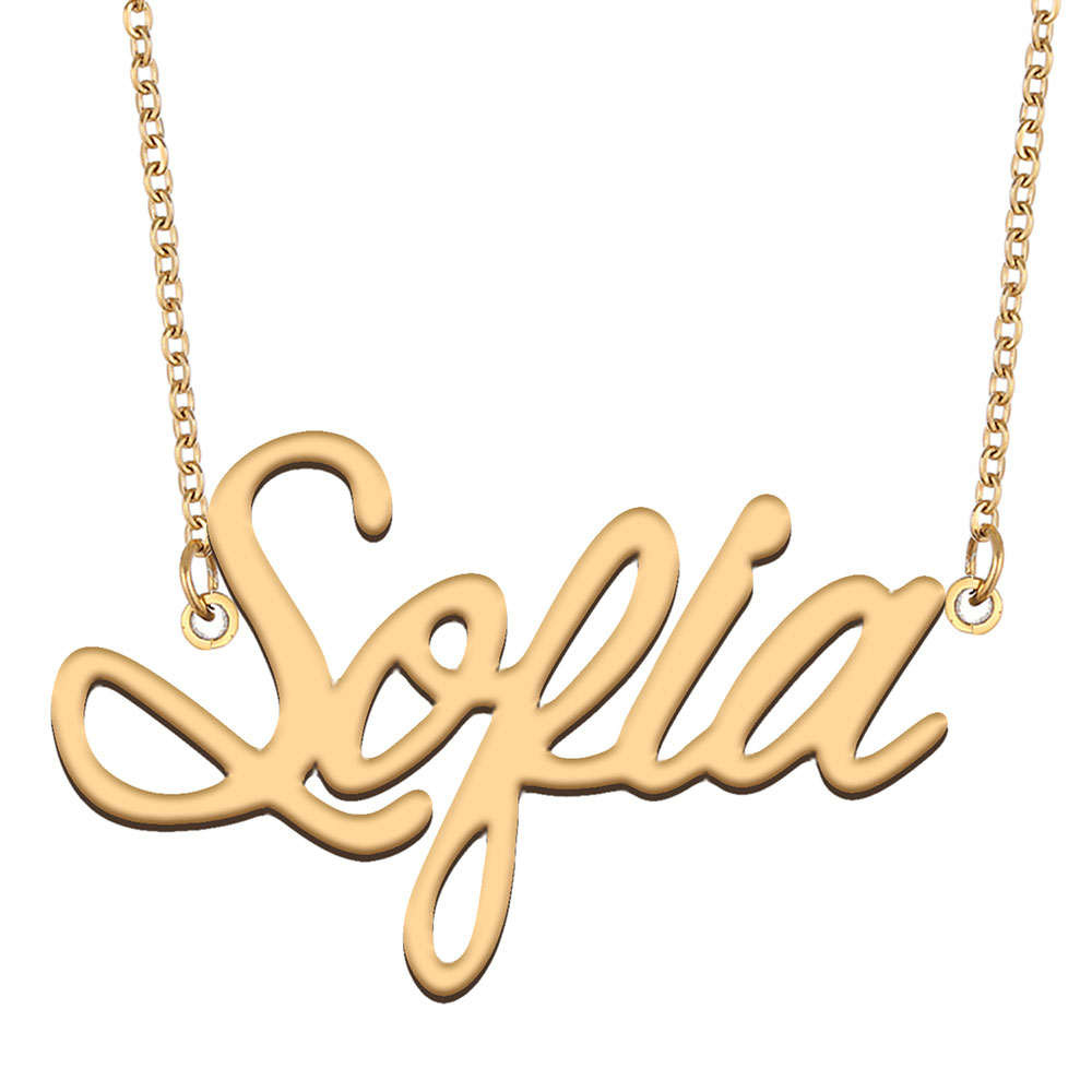 Sofia Name Necklace Custom Nameplate Pendant for Women Girls Birthday Gift Kids Best Friends Jewelry 18k Gold Plated Stainless Steel