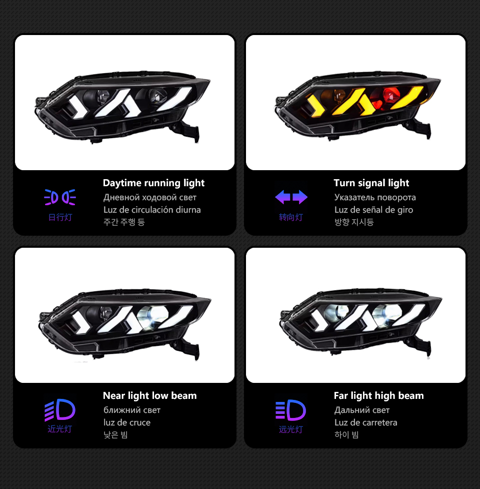 Full LED Headlights For Honda HRV 20 15-20 21 Plug and Play LED DRL Dynamic Turning Front Headlights