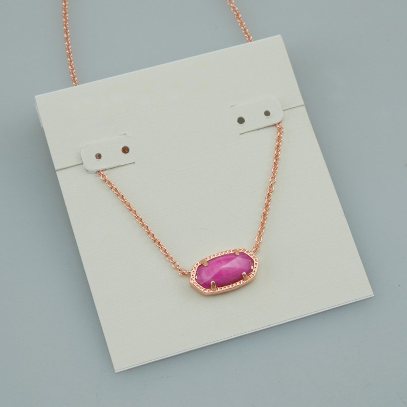 With free dust bag Pink Color turquoise Pendant Necklaces Necklace Real 18K Gold Plated Dangles Glitter Jewelries Letter Gift Fashion