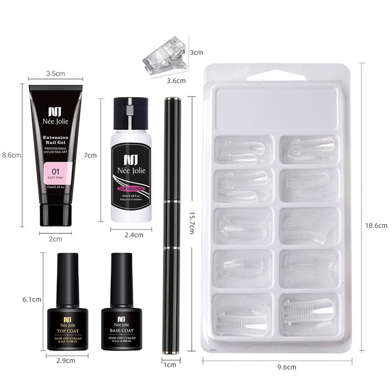Poly Nail Gel Set with 6W LEDUV Lamp full Manicure Quick Extension Kit Building Polygels for Art Tool 240229