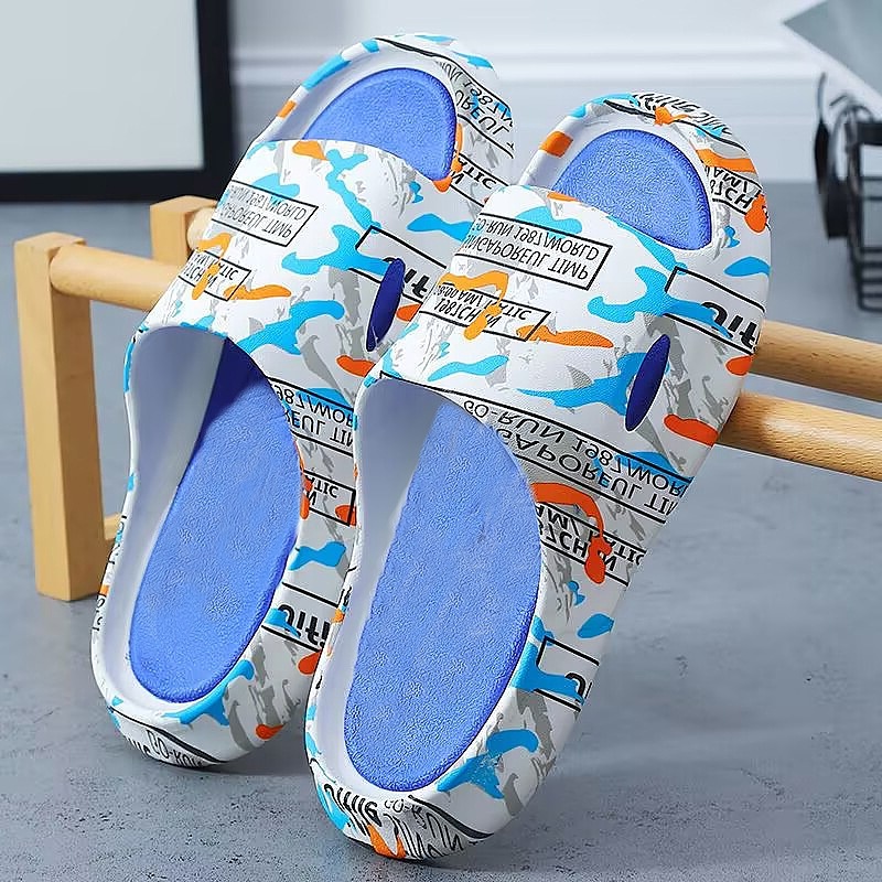 Slippers Summer Thick Bottom Slippers Couple Open Toe Graffiti Trend Indoor Outdoor Home Sandals