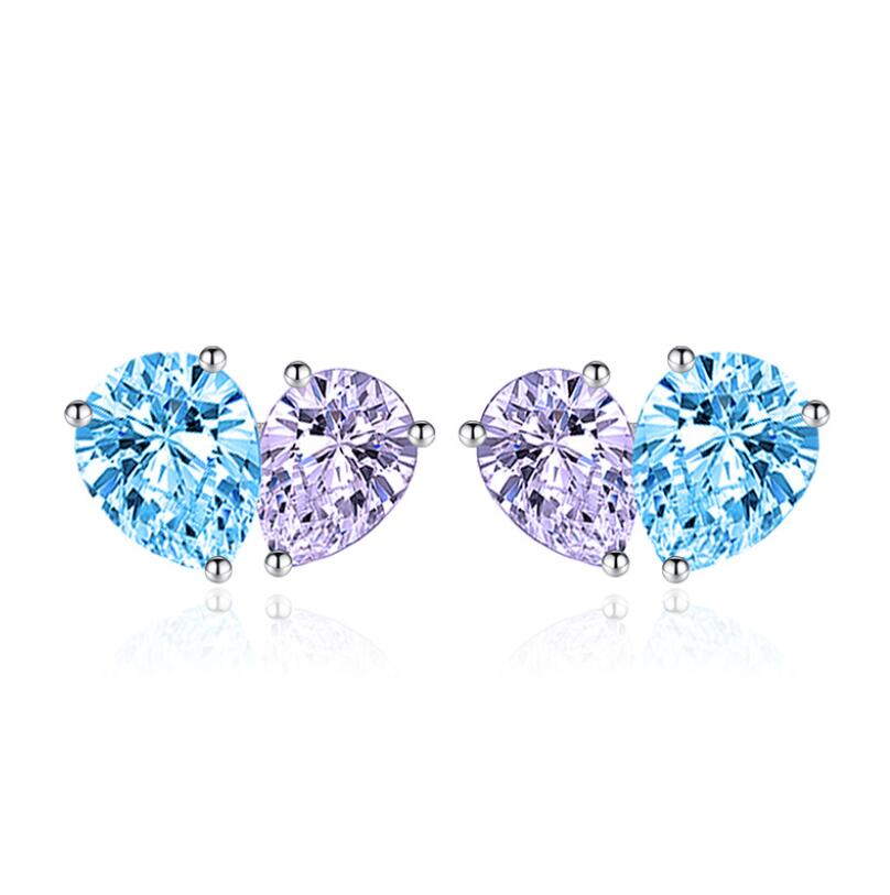 Sterg Sier Water Drop Earrings for Women: 5A Cubic Zirconia CZ Dia Gemstones Stud Jewelry Gift