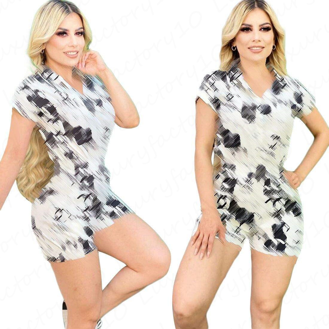 Plus Size WomenTrend Printed One-Piece Clothes Casual Jumpsuit Summer Brand women's Clothing