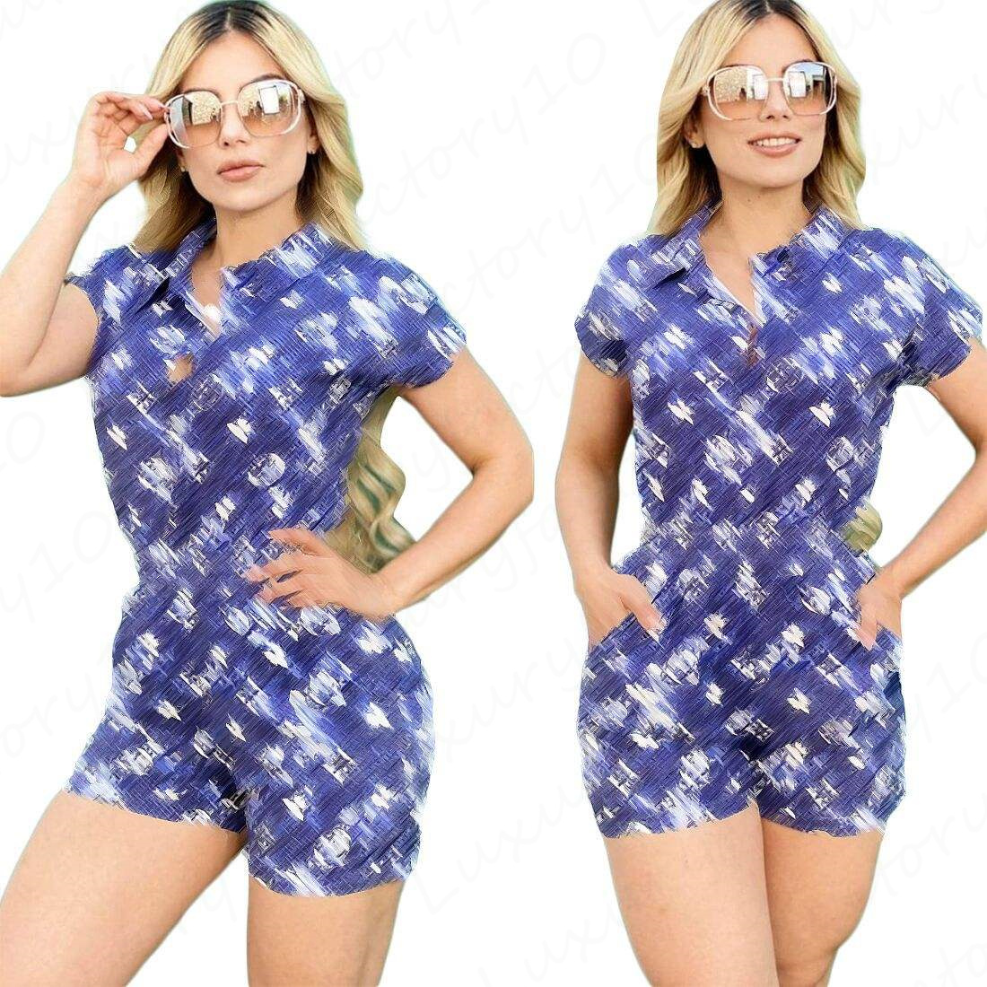 Plus Size WomenTrend Printed One-Piece Clothes Casual Jumpsuit Summer Brand women's Clothing