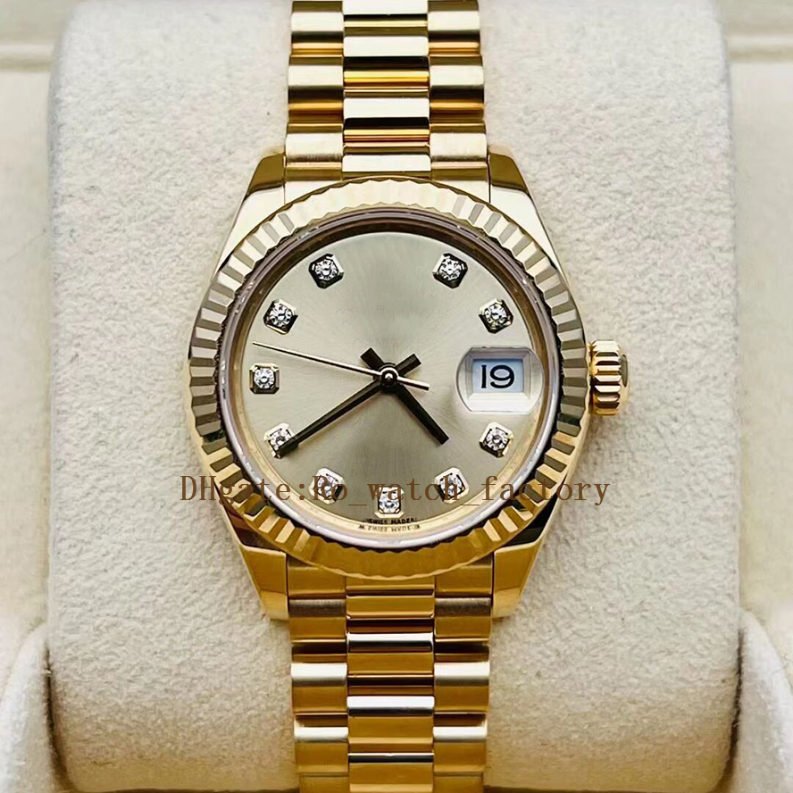 DJ Factory Women Watch 279178 2813 Automatic Movement Sapphire Diamond Dial 28mm Girl waterproof Watches