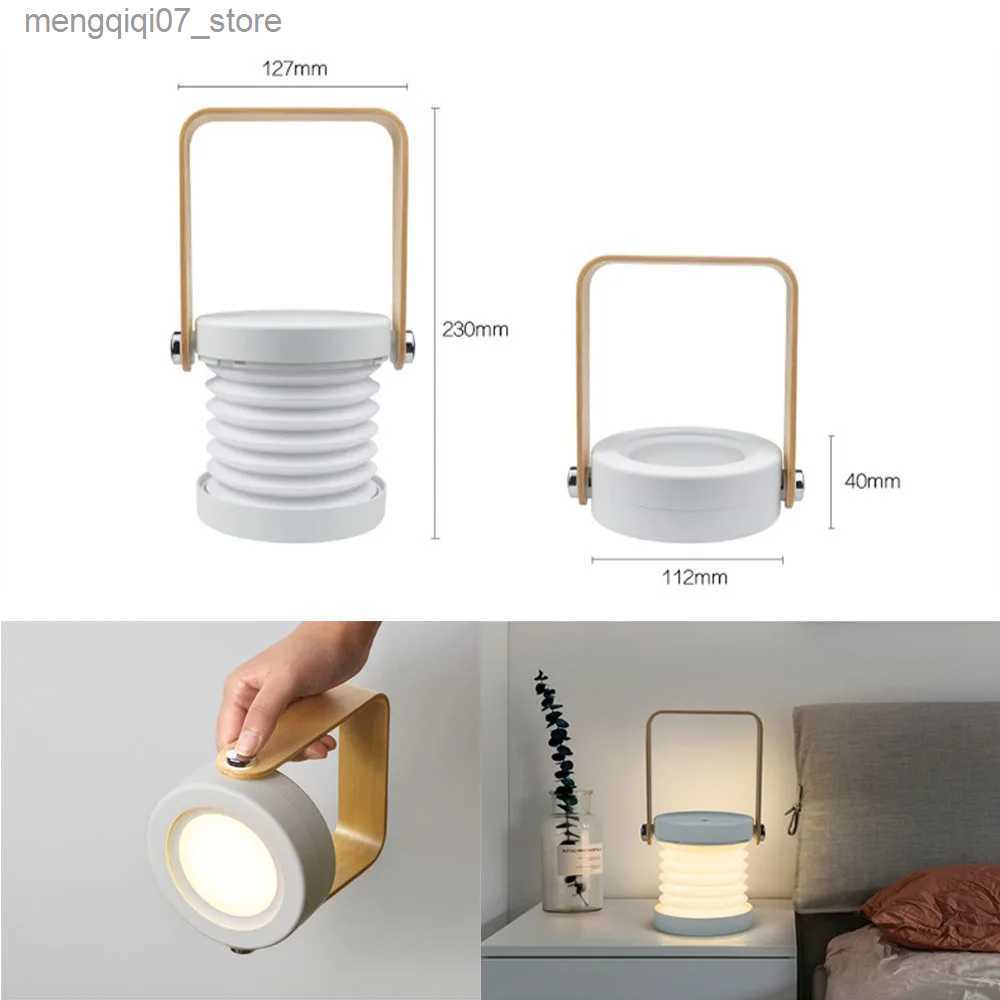 Lamps Shades Portable Lantern Lamp USB Rechargeable Lamp Foldable Touch Dimmable Reading LED Night Light for Children Kids Gift Bedside Desk L240311