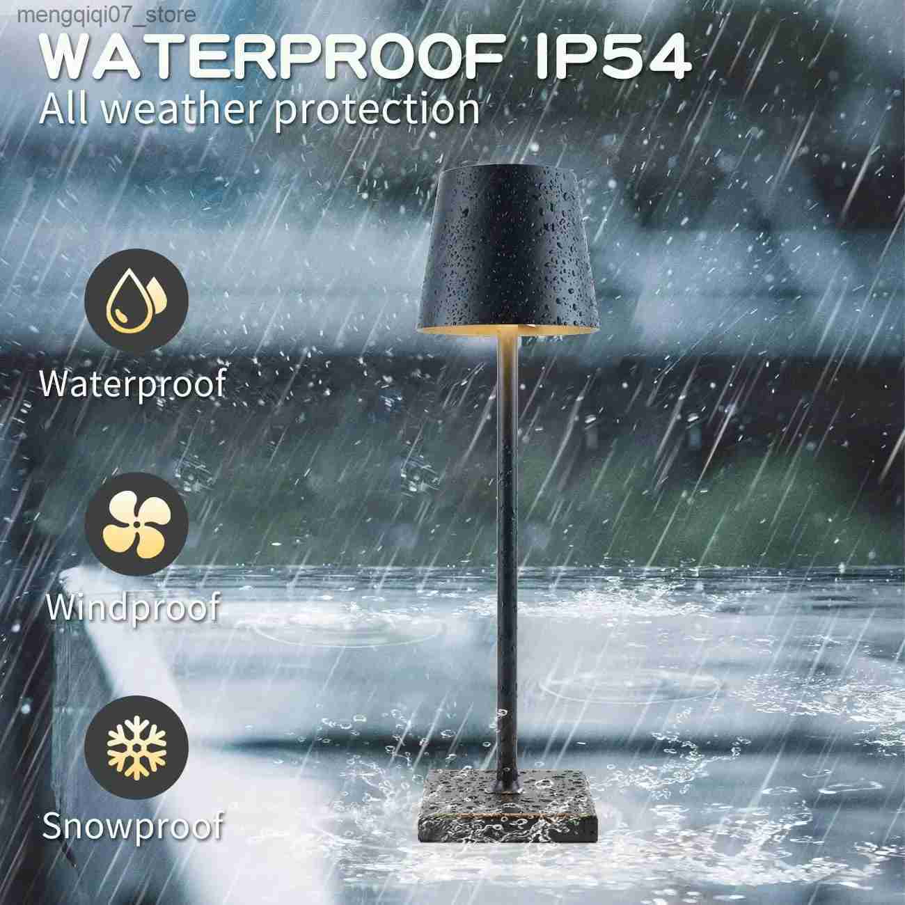 Lamps Shades Cordless Table Lamp Dimmable Bedside Lamp Restaurant Atmosphere Lighting for Indoor and Outdoor Metallic Black L240311