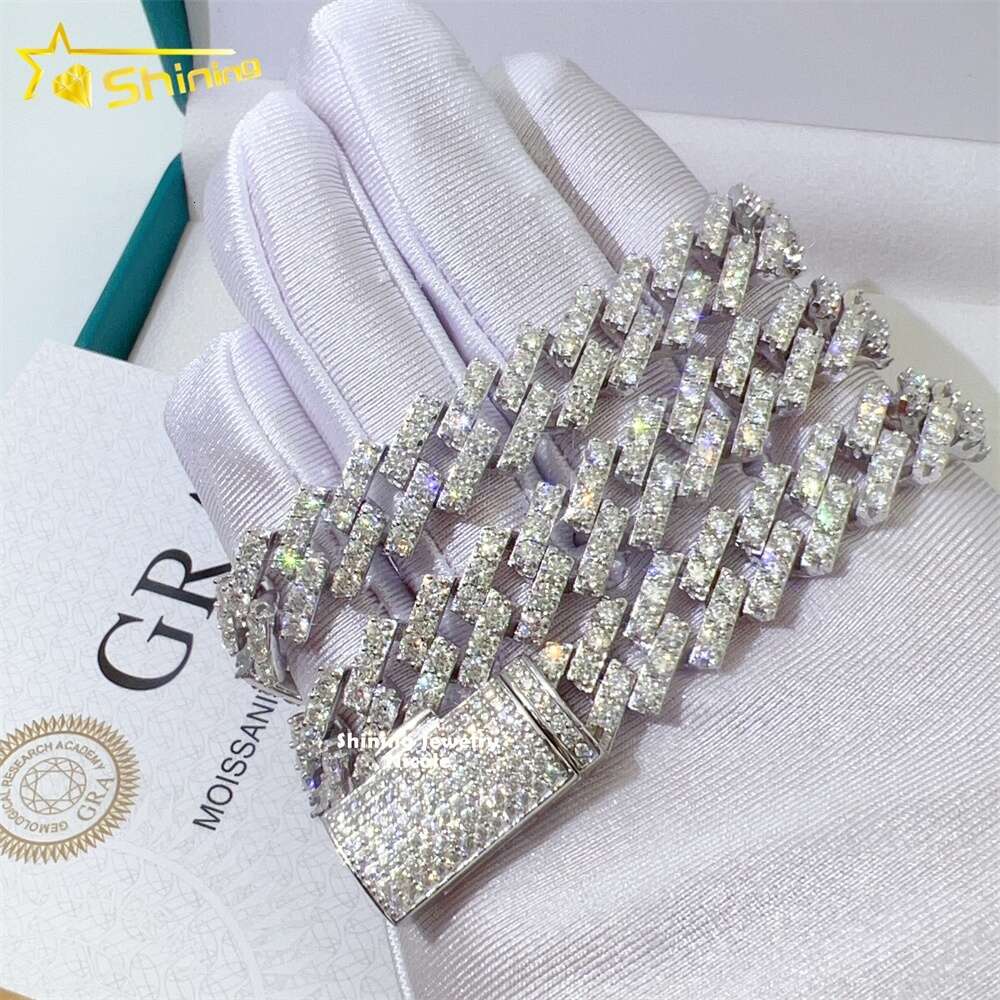 Shining Jewelry Miami 13mm Custom Hip Hop Cuban Chain Necklace Bracelet Vvs Moissanite Link