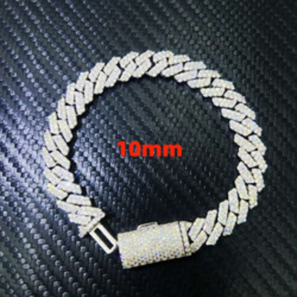 Luxury Hip Hop Cuban Bracelet Rock Men Moissanite Diamond 925 Silver 7 Inches Vvs Moissanite Cuban Chain Bracelet