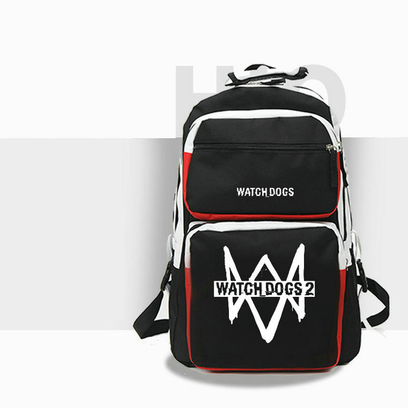 Watch Dogs backpack DedSec daypack Emblem school bag 2 Game Player Print rucksack Casual schoolbag White Black Color day pack