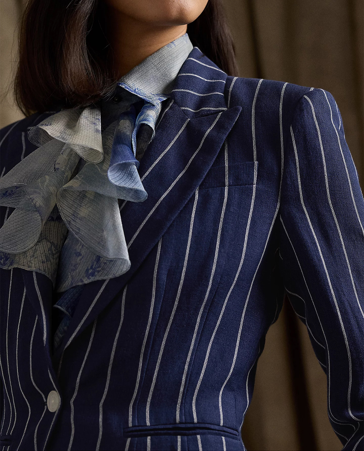 Navy Blue Striped Women Pants Suits Slim Fit Ladies Blazer Jacket Guest Wear 2 Pieces Custom Made