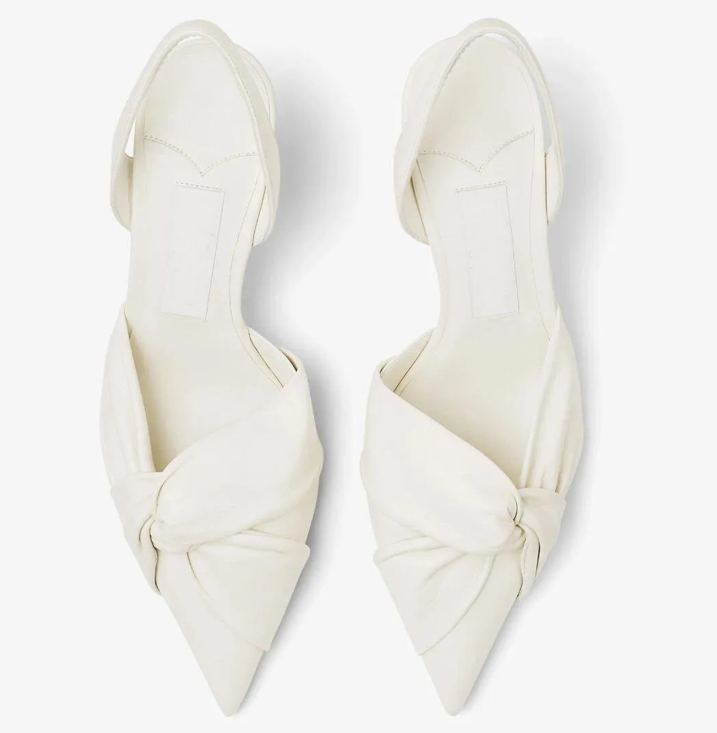 Italy Brand Hedera Sandals Shoes Women Lamb Leather Pointed Toe Knotted Front Slingback Party Wedding Dress Lady Elegant Walking EU35-43 With Box