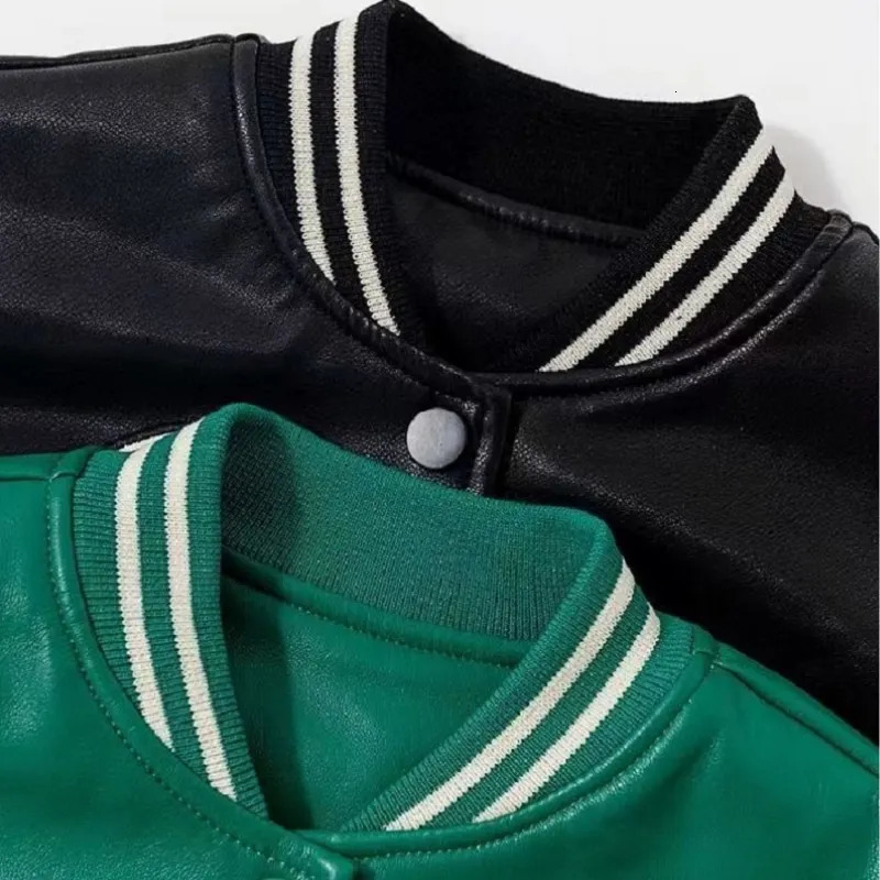 Fashion Baby Girl Boy PU Leather Baseball Jacket Patchwork Infant Toddler Bomber Coat Autumn Spring Outwear Baby Clothes 1-5Y 240305