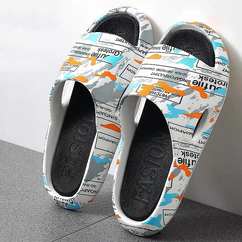 Slippers Summer Thick Bottom Slippers Couple Open Toe Graffiti Trend Indoor Outdoor Home Sandals
