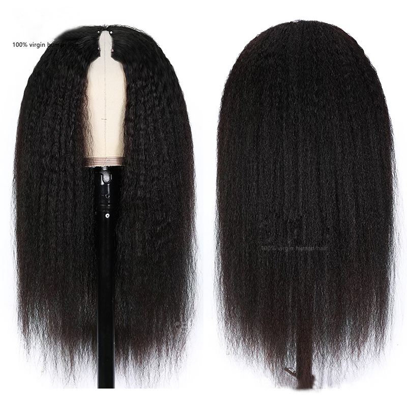 150% 180% 210% Density V Part Mechanism Lace Wig Kinky Straight Yirubeauty Natural Color 10-32inch Brazilian Peruvian 100% Human Hair