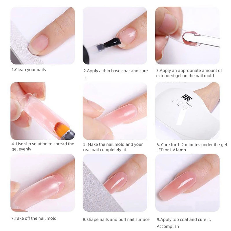 Poly Nail Gel Set with 6W LEDUV Lamp full Manicure Quick Extension Kit Building Polygels for Art Tool 240229