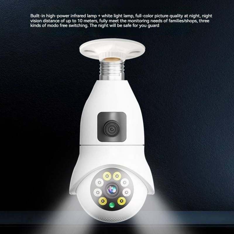 1080P Camara WIFI Camera Light E27 V380 Pro Smart Light Bulb with Camera Wireless 360 PTZ Bulb Camera Dual Lens