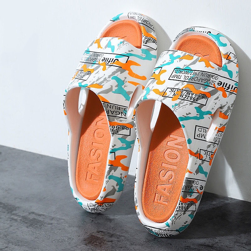 Slippers Summer Thick Bottom Slippers Couple Open Toe Graffiti Trend Indoor Outdoor Home Sandals