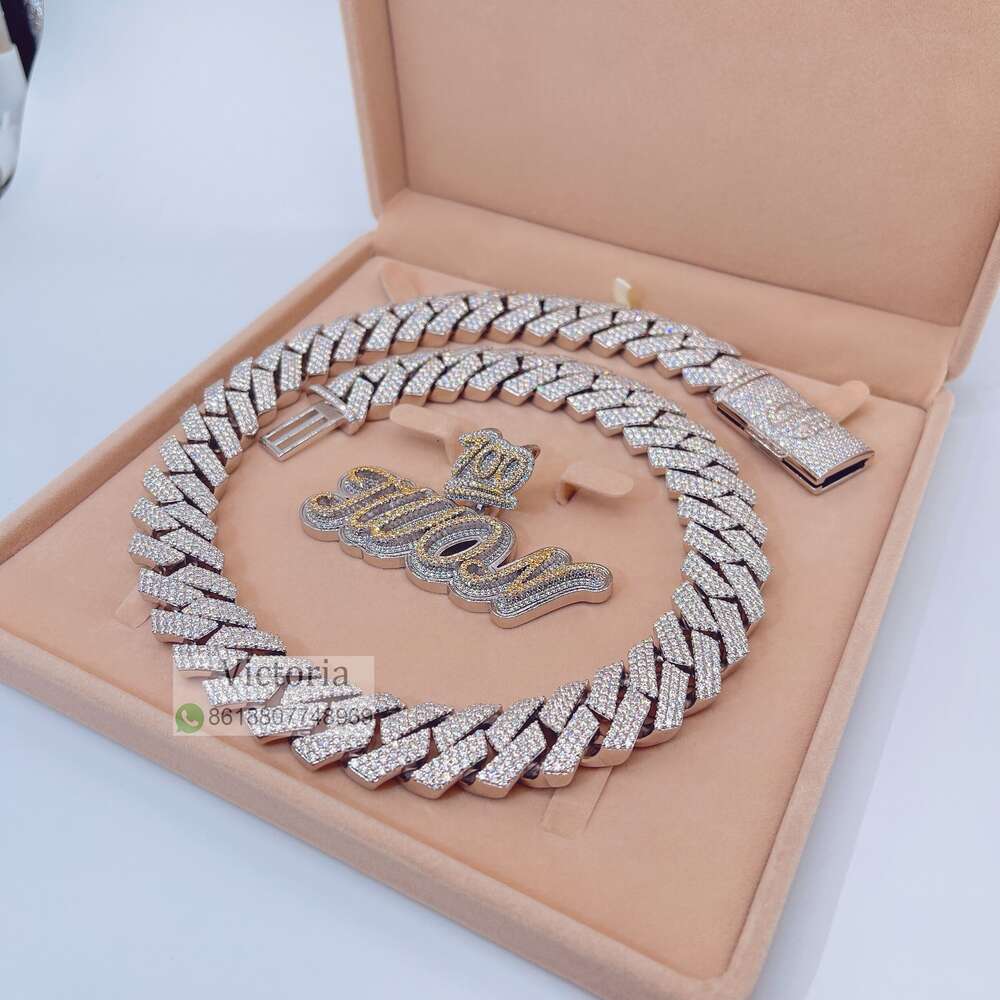Stylish Custom Name Necklace Iced Out Vvs Moissanite Miami Cuban Chain Hip Hop Necklace