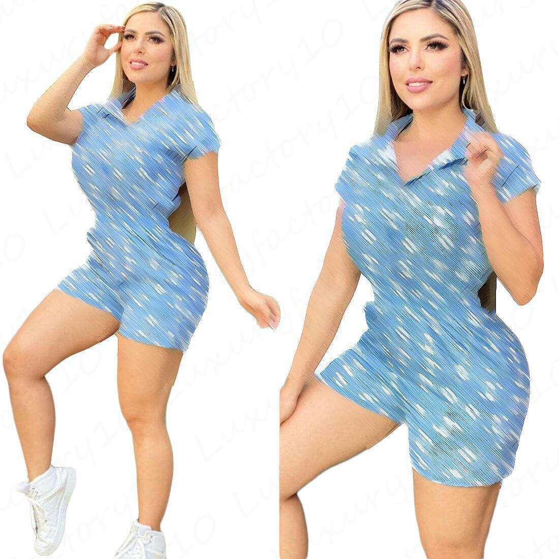 Plus Size WomenTrend Printed One-Piece Clothes Casual Jumpsuit Summer Brand women's Clothing