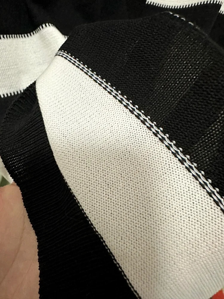 Striped Knitted Tshirt Simple Summer Half Sleeve Ladies Tops Allmatch Basic Korean Style Elegant Casual Tees Aesthetic 240228