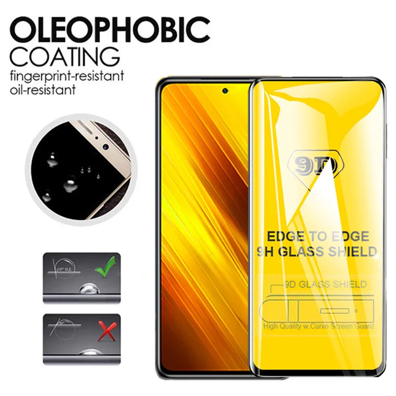 3Pack 9D Tempered Glass for Xiaomi Mi Poco X3 Pro F3 M3 M4 F5 Screen Protectors for Redmi Note 11 10 9 8 7 Pro 9T 9s 10s 9A 9C