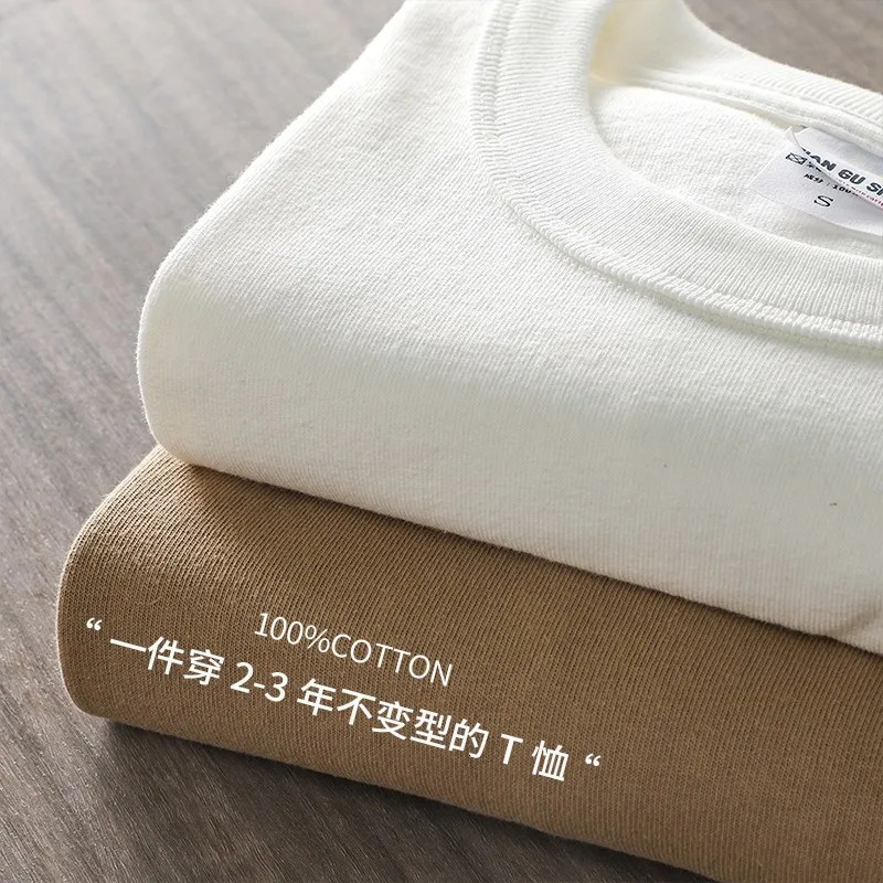 Dukeen 11.2 Oz Heavyweight Autumn Long Sleeved T Shirt for Men 100%Cotton Plain Shirt O-Neck White Tops Oversized Mens Clothing 230226