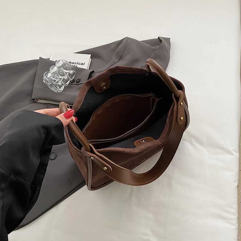 HBP Nubuck Leather Tote Bags for Women 2024 Winter Tend Female Simple Shoulder Bag Lady Hobo Bag Handbags And Purses