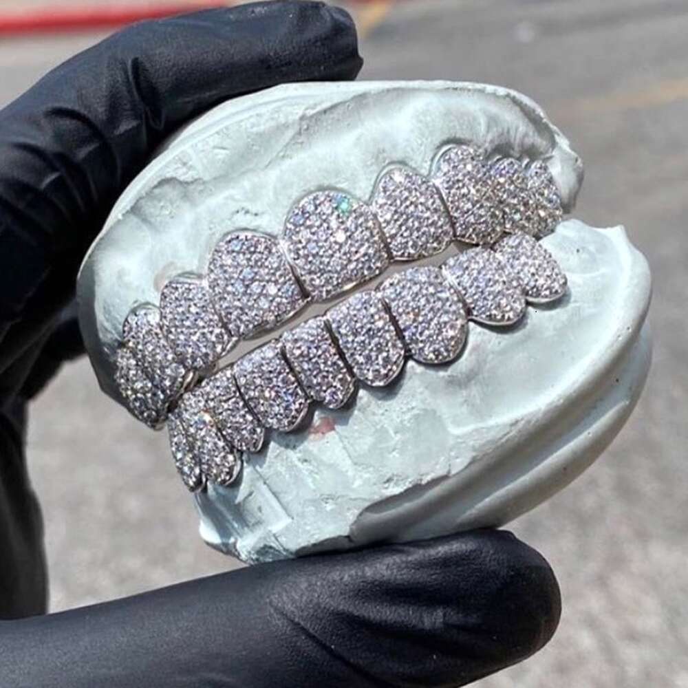 Custom Made Personalized Vvs/vvs1 Moissanite Diamond Mens 925 Sterling Silver Hip Hop 14k White Gold Iced Out Grillz