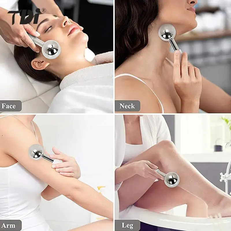 Ice Globes Cold Stainless Steel Roller Skin Beauty Spa Cooling Globe Massage Ball Face Care Cryo Freeze Stick 240309