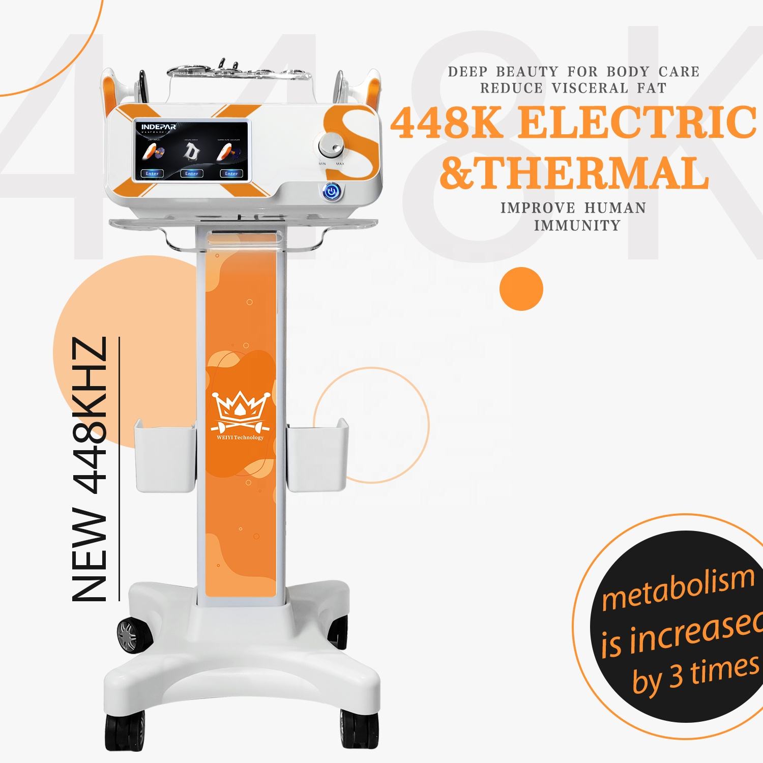 Smart Tecar Wave 448khz Tecar Therapy EMS Muscle Stimulator Physiotherapy Equipment Rehabilitation Eswt Shockwave Therapy ED Treatment Pain Relief Mac